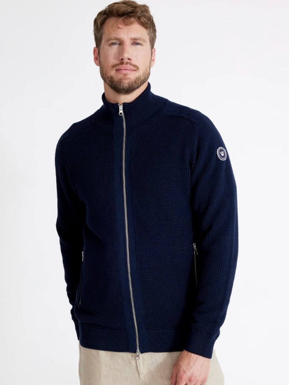 Holebrook Sweden Men's Windproof Ribbed Knit Sweater Jacket